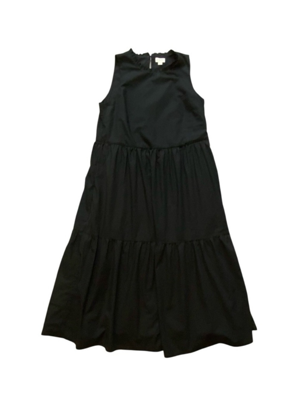 J Crew Classic Black Sleeveless Tiered Midi Dress size 0 - Picture 3 of 5